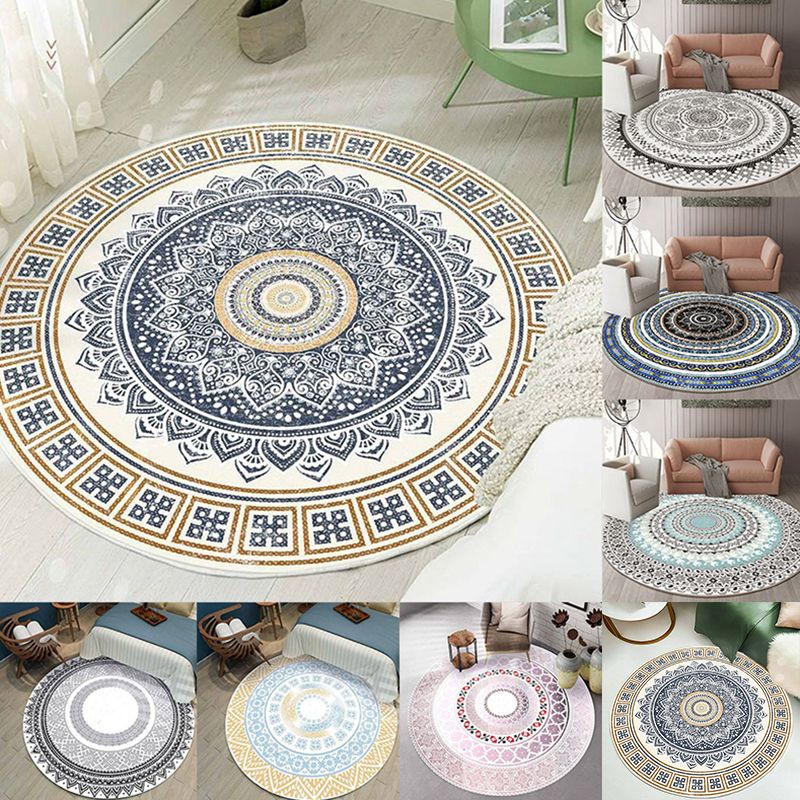 Moroccan Style Rug Polyester Area Carpet Non-Slip Backing Indoor Rug