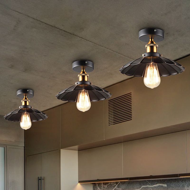 Paraplu semi-inbouw eenvoud eenpersoons eetkamer inbouw plafondlamp in zwart