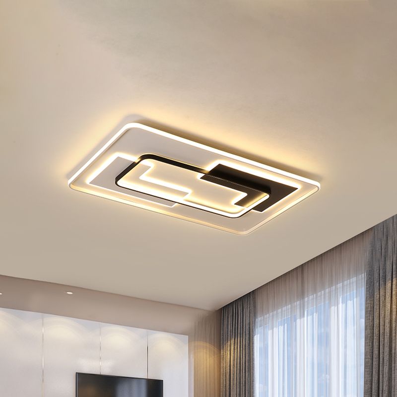 Schwarze, superdünne Unterputzbeleuchtung, moderne Acryl-LED-Deckenleuchte in runder/quadratischer/rechteckiger Form mit warmem/weißem Licht