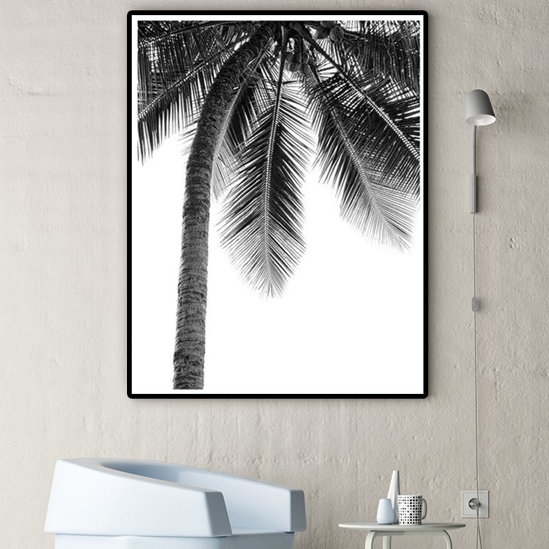Coconut Tree Painting Gray Canvas Wall Art Decor Textured, Multiple Sizes Options