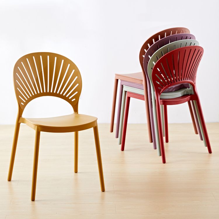 Contemporary Style Plastic Dining Armless Chair Open Back Dining Side Chair