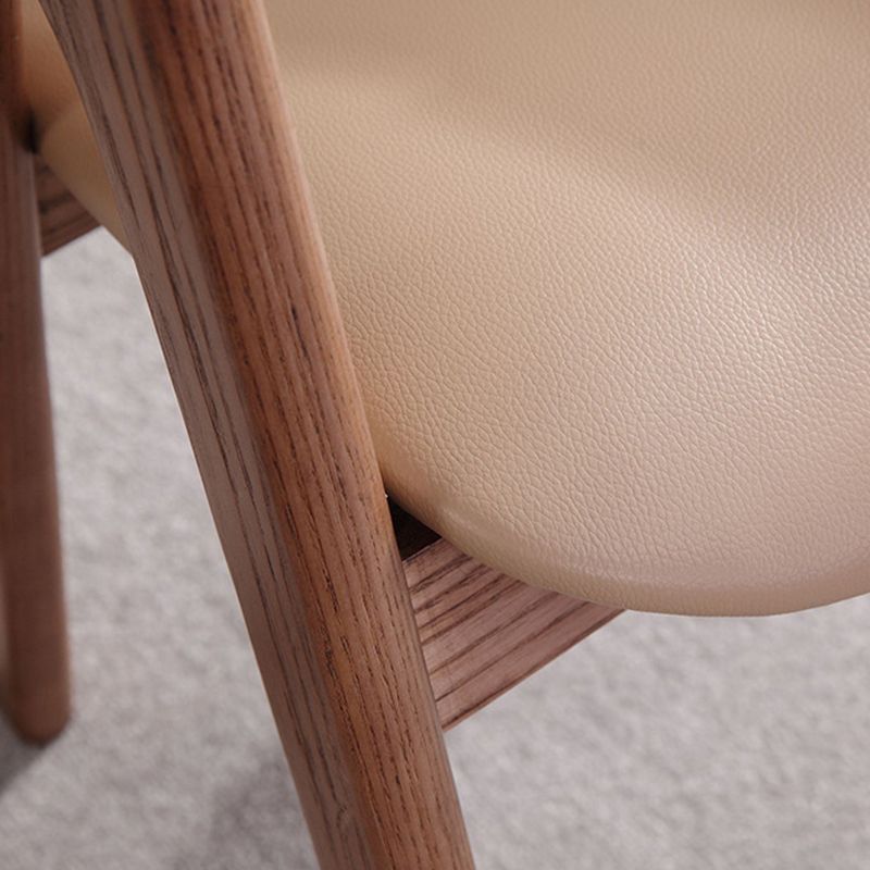 Open Back Dining Side Chair Solid Wood Dining Chair in Brown