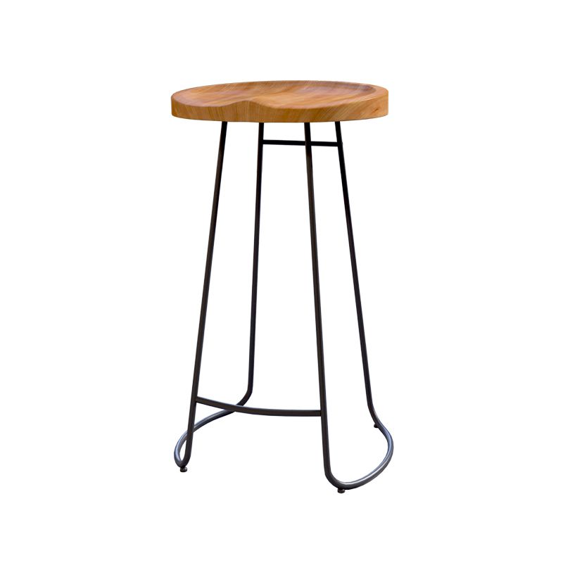 Armless Dining Stools Modern Bar Stools with Black Metal Base
