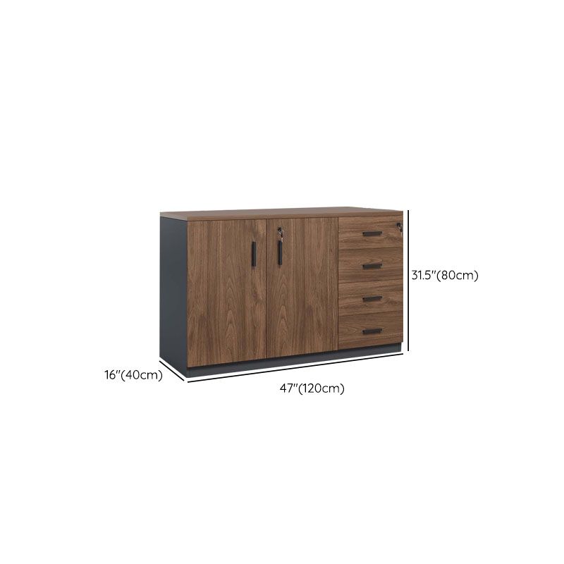 Lateral Modern Filing Cabinet Engineered Wood File Cabinet with Lock and Storage