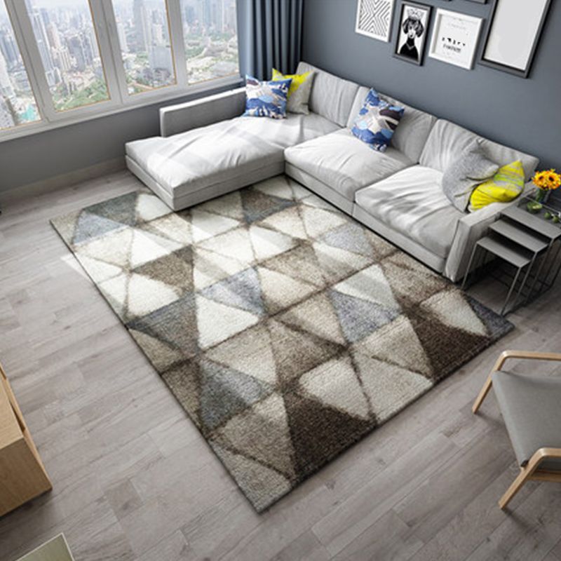 Nordic Living Room Rug Multicolor Abstract Print Area Carpet Polyster Easy Care Machine Washable Indoor Rug