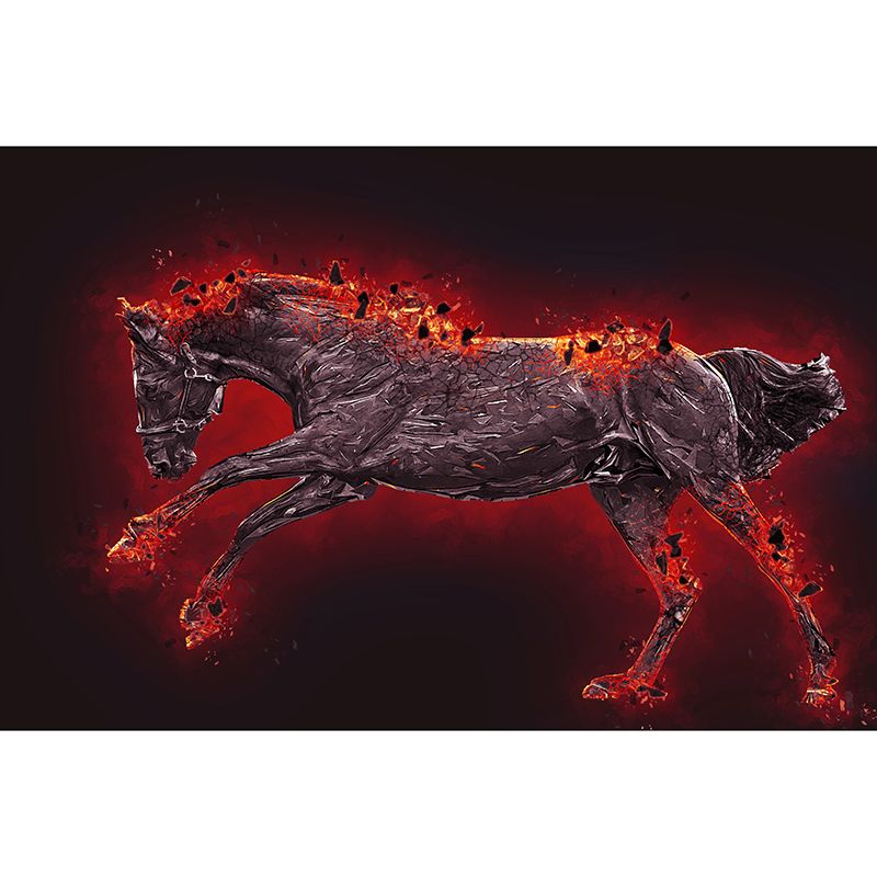 Horse Illustration Wall Mural Home Living Room Bedroom Decals, Water Resistant