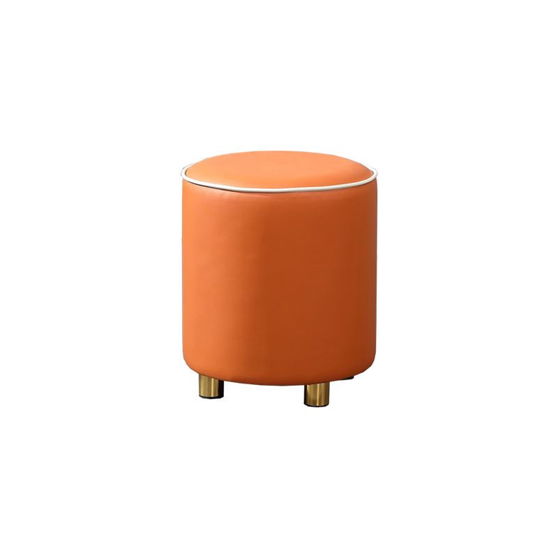 Orange Leather Round Standard Water Resistant Indoor Standard