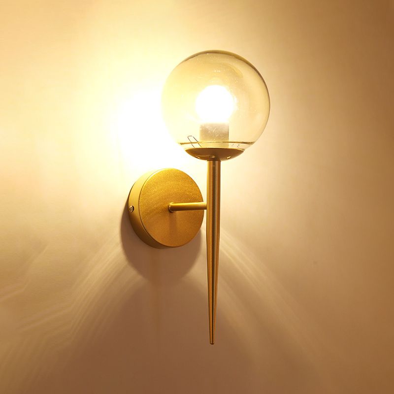 Industrial Style Ball Shape Wall Sconce Glass 1 Light Sconces for Hallway