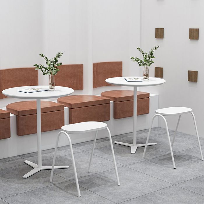 Metal Modern Round Dining Table Pine Wood Top Table for Kitchen