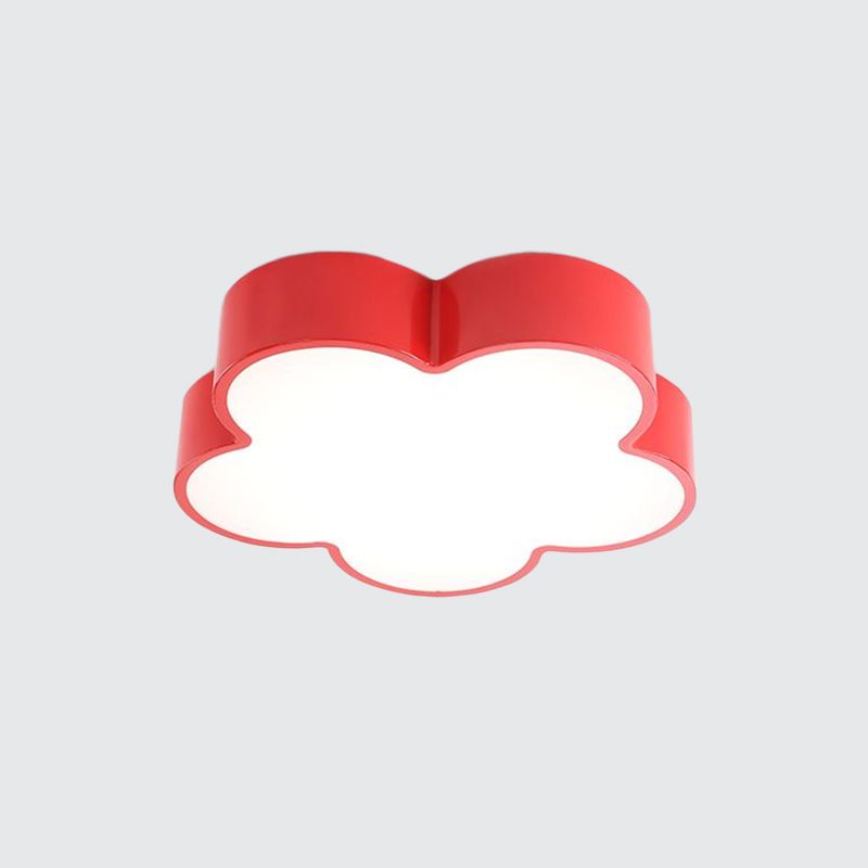 Kids Flower Flush Mount Lamp Acrylic LED Kindergarten Flush Ceiling Light Fixture in Red/Yellow/Blue