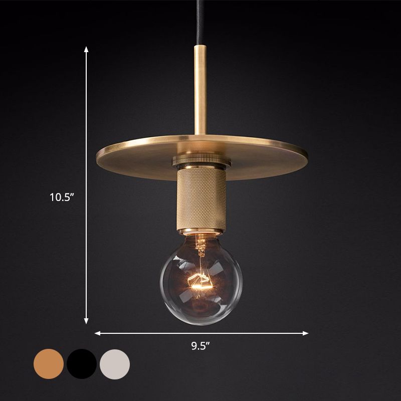 Black/Brass/Chrome Globe Hanging Light Traditional Metal 1 Head Ceiling Suspension Lamp for Living Room