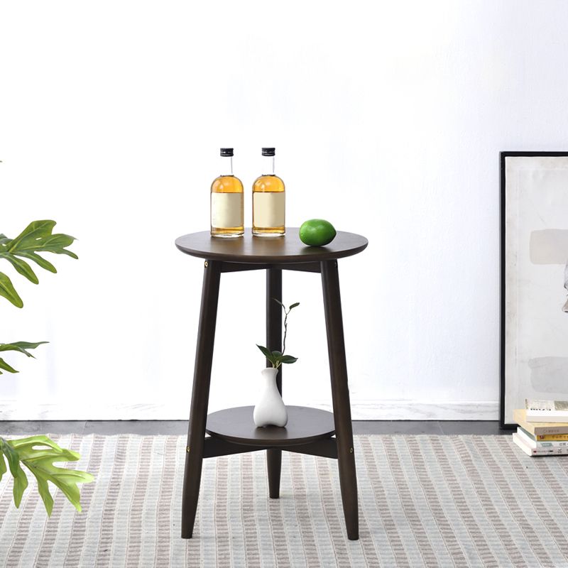 Modernistic Corner Table with Storage Round Double Tier Living Room End Table