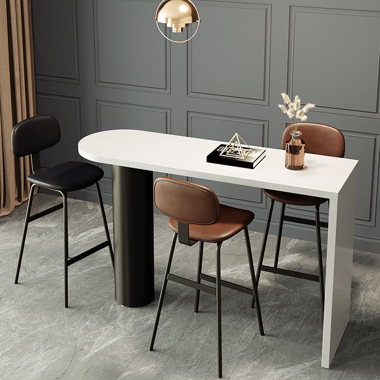 Contemporary Free Form Pub Set 1/3/4 Pieces Solid Wood Bar Table with Metal Stools