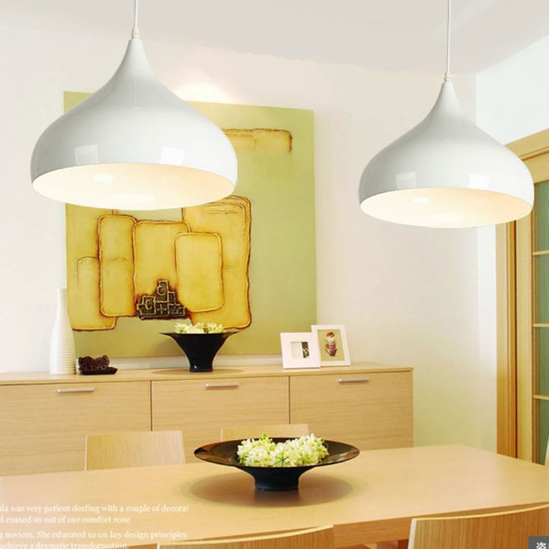 Macaron Teardrop Shade Hanging Light, Nordic Metal 1-Light Pendant Lighting for Living Room