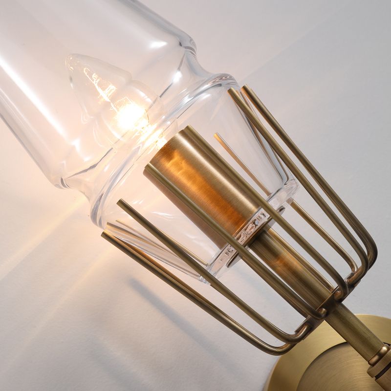 Metal Modern Wall Sconce Geometric Shape Wall Light with Glass Shade for Bedroom