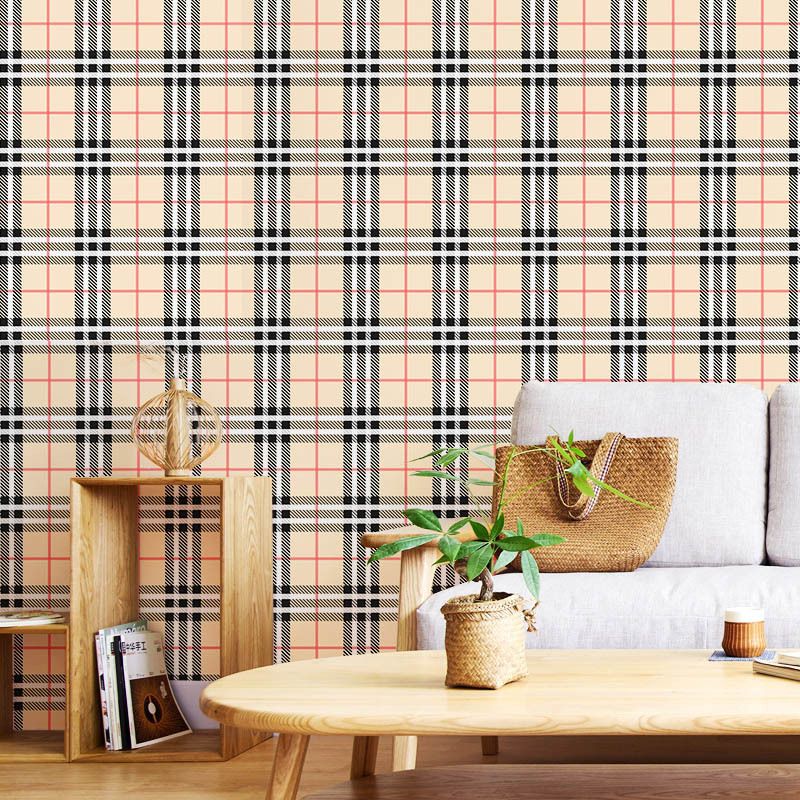 Nordic Plaid Non-Pasted Wallpaper for Coffee Shop and Theme Restaurant, 20.5 in x 33 ft