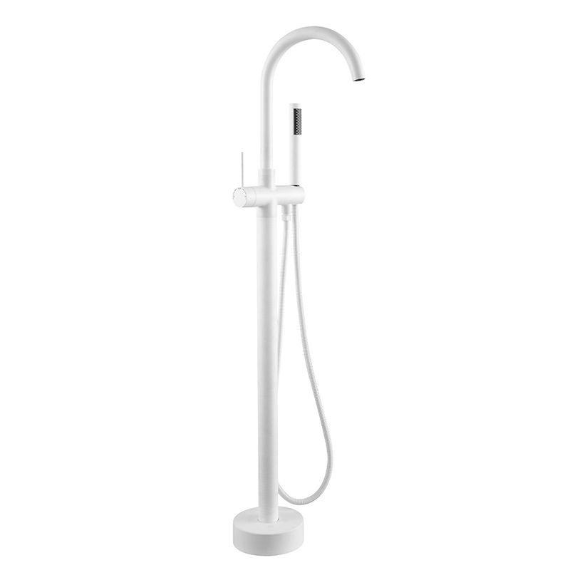 Floor Mounted Freestanding Tub Filler Metal Freestanding Bathtub Faucet in White