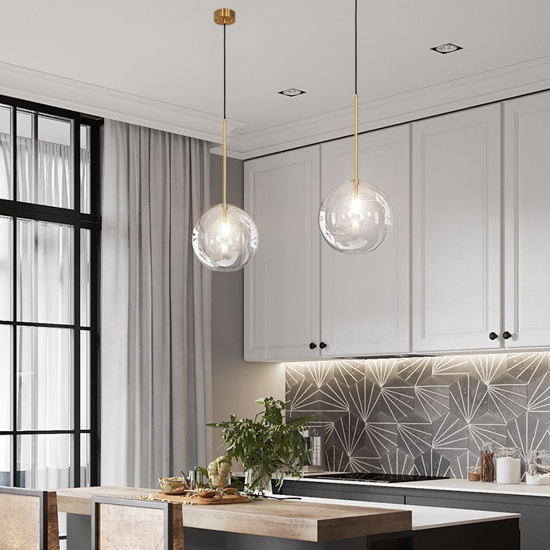 Moderne globale Hanglampenstange klare Glasanhänger Deckenleuchte mit 1 Licht