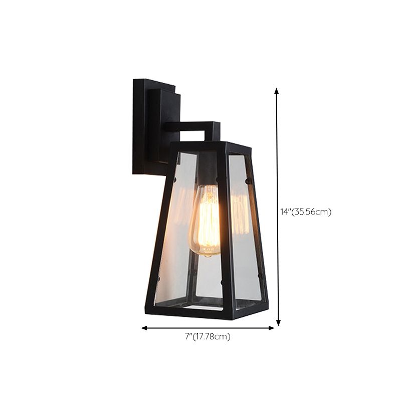 Industrial Metal Wall Sconce Geometric Shape Wall Light with Glass Shade for Courtyard