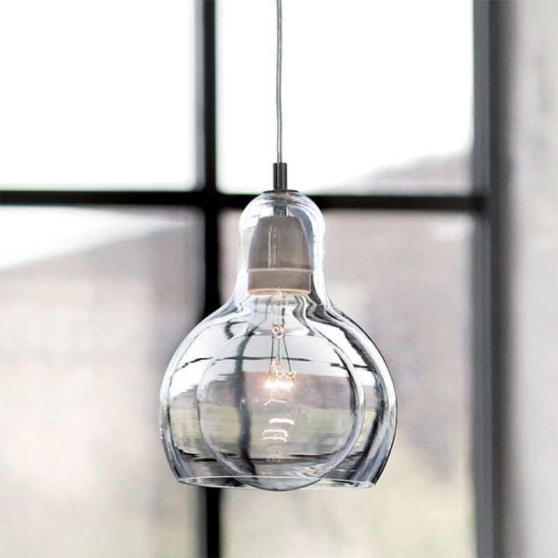Modern Teardrop Ceiling Light with Clear Glass Shade Single Pendant Lighting