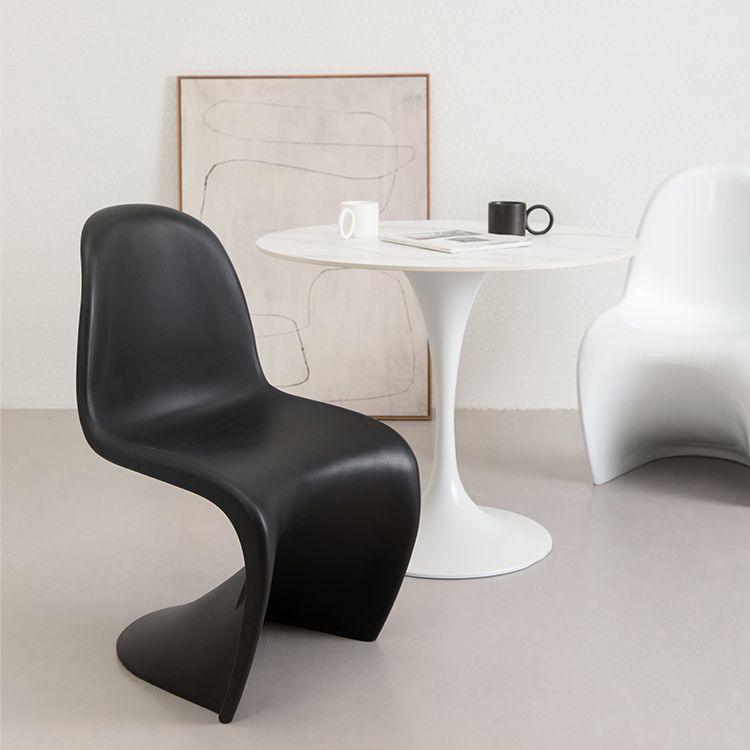 Scandinavian Style Plastic Chair Set Dining Room Solid Back Side Chairs