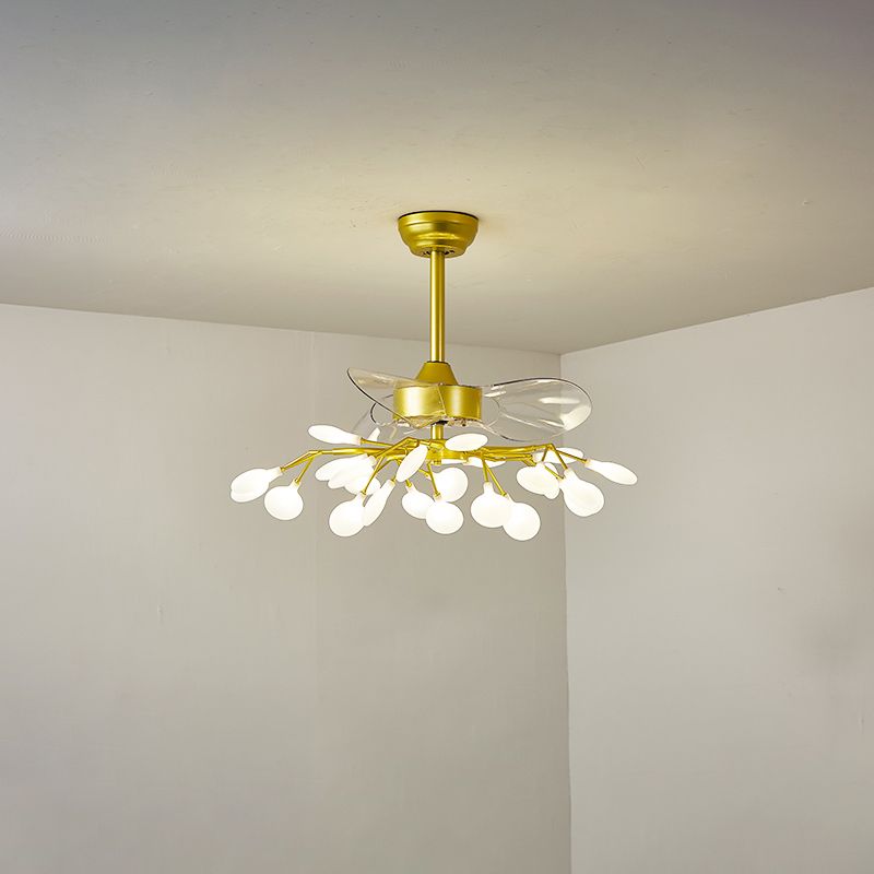 3-Blade Acryl Firefly Deckenlüfter Leicht minimalistische LED-Semi-Flush für Wohnzimmer