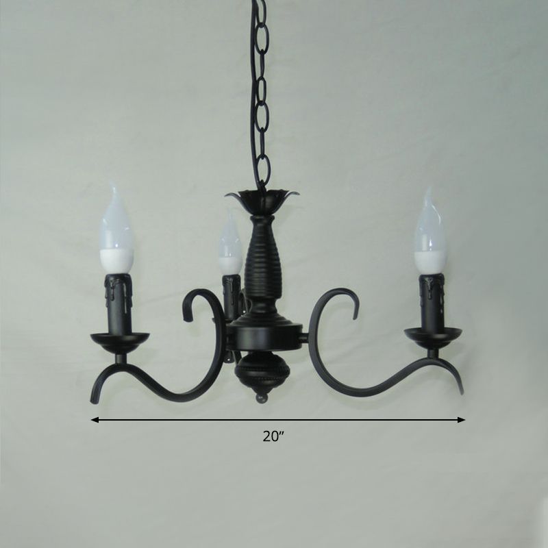 Chandelle à 2 niveaux Chandelier Métal traditionnel Métal 3/5/6 Bulbes Black Finition plafond Light