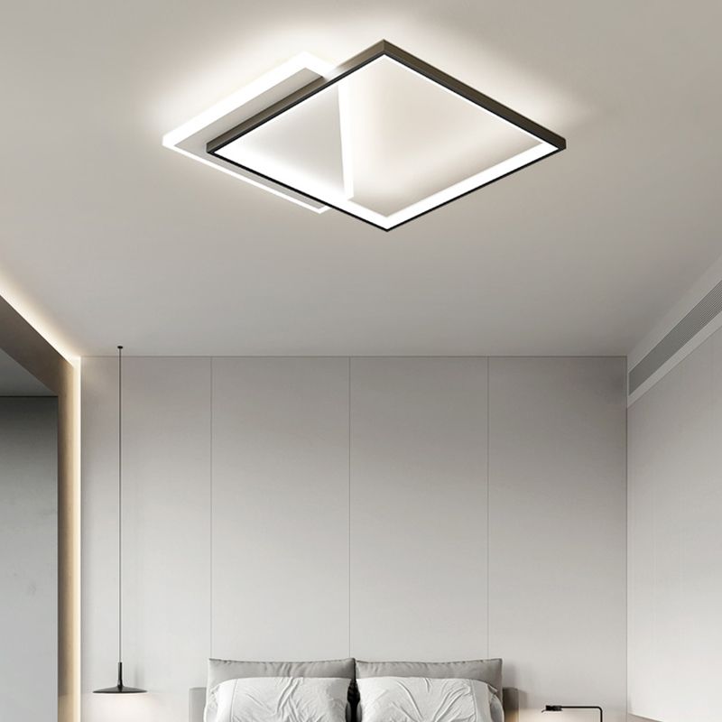 Metal cuadrado de la forma de la luz de techo de color moderno estilo moderno 2 luces de montaje de iluminación en negro