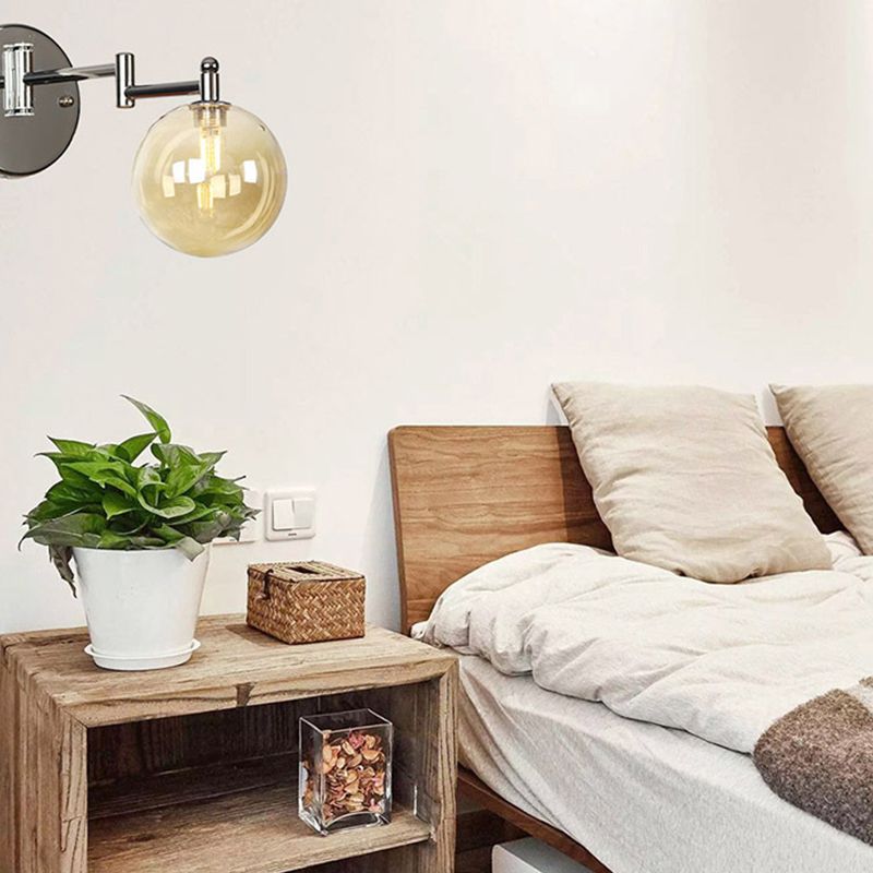 Adjustable Industrial Globe Sconce Glass 1-Light Sconce Light