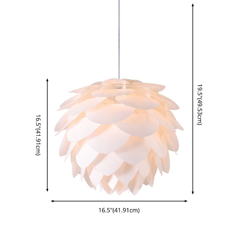 Pinecone Acrylic Pendant Lighting Simplicity Style White Hanging Ceiling Light for Living Room
