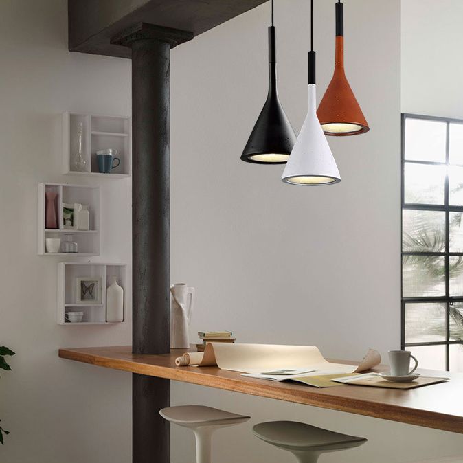 Modern Cone Pendant Light Kit Cement 1 Light Pendant Lamp