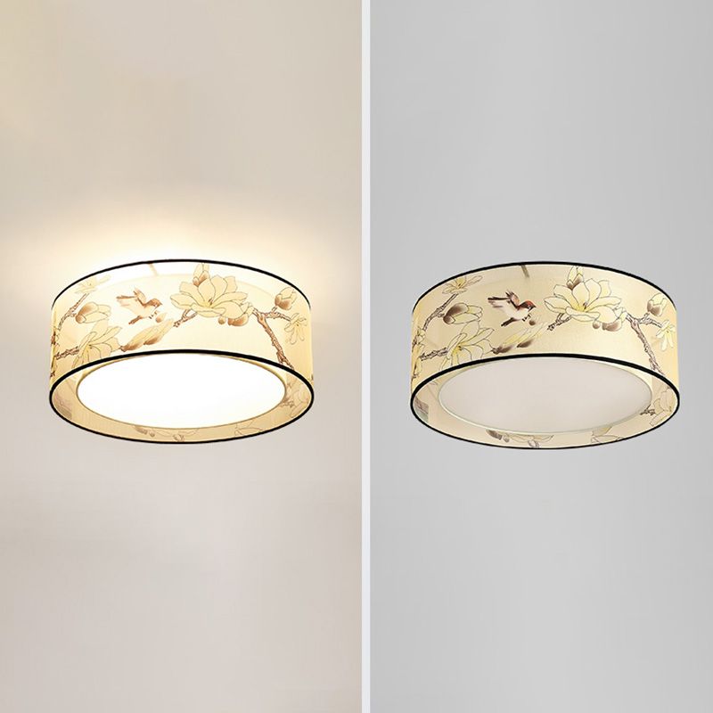 Luminaire monté au plafond géométrique pour chambre à coucher, luminaire encastré blanc en tissu Simple