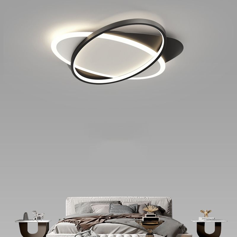 Plafonnier LED ovale minimaliste moderne en fer forgé avec abat-jour en acrylique