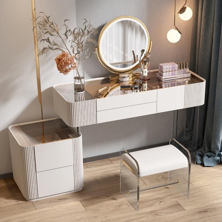 Contemporary Makeup Counter with Drawer, Wooden Vanity Dressing Table