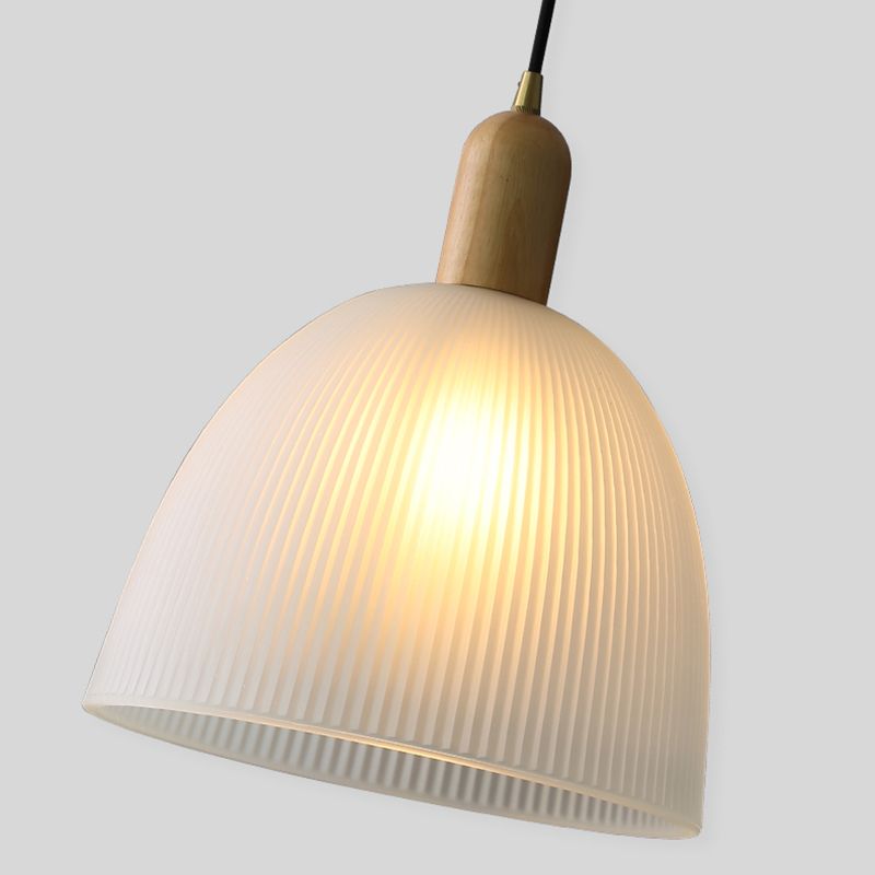 Modern Minimalist Glass Hanging Light Wooden Pendant Lighting Fixture for Sitting Room