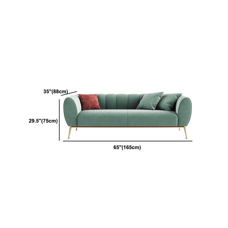 Fabric Sofa with Pillow Sewn Back and Tuxedo Arm for Living Room