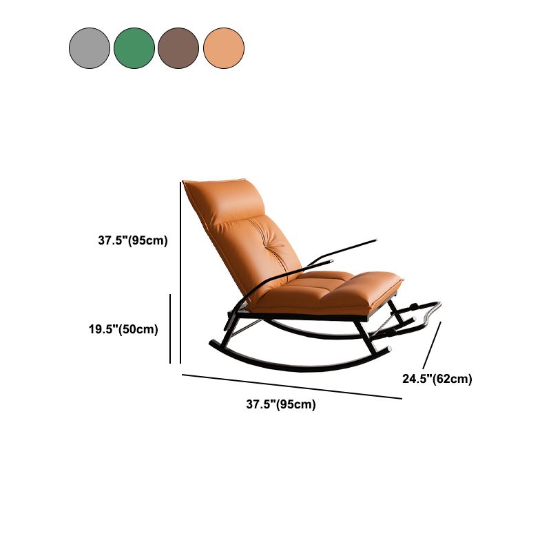 Faux Leather and Metal Rocking Chair Ergonomic with Seat Cushion Rocker Chair Spindle