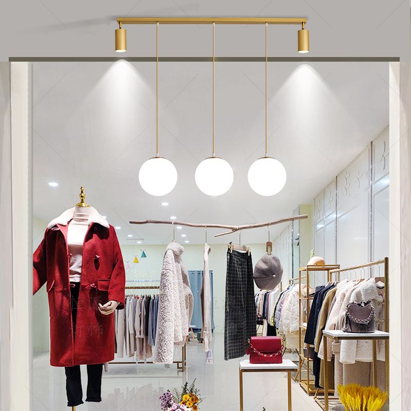 Kogelcluster hanger Modern Opaline Glass Restaurant Hanglamp met spotlight