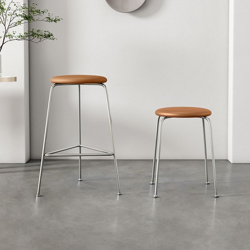 Contemporary Indoor Metal Bar Stool Backless Upholstered Bar Stool