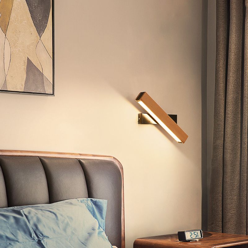 Rectangular Wood Wall Lighting Fixtures Modern Wall Mounted Light Fixture for Bedroom