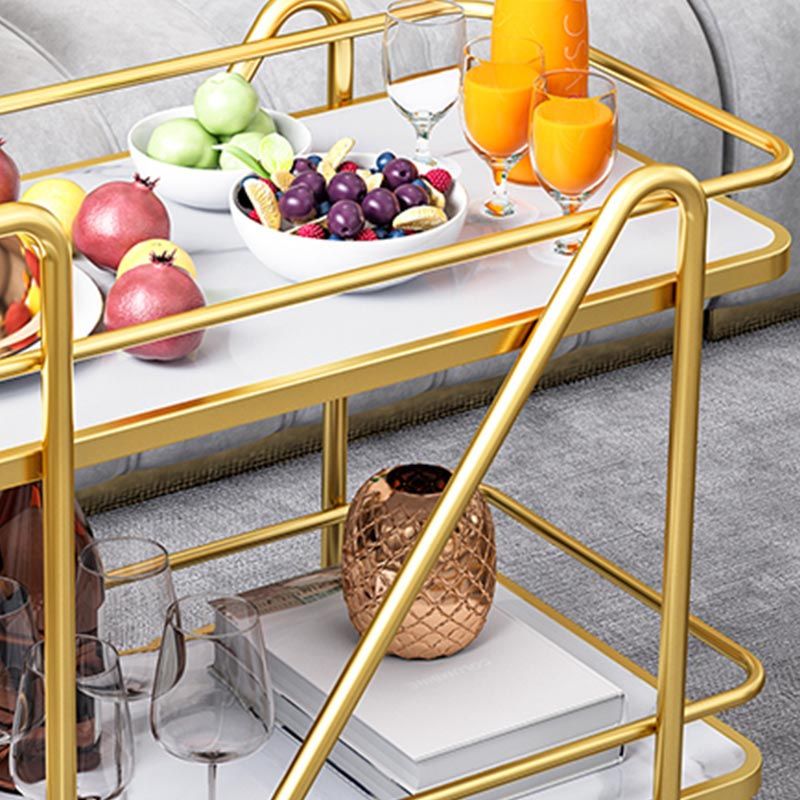 Marble Open Shelves Prep Table Rectangular Dining Room Kitchen Trolley