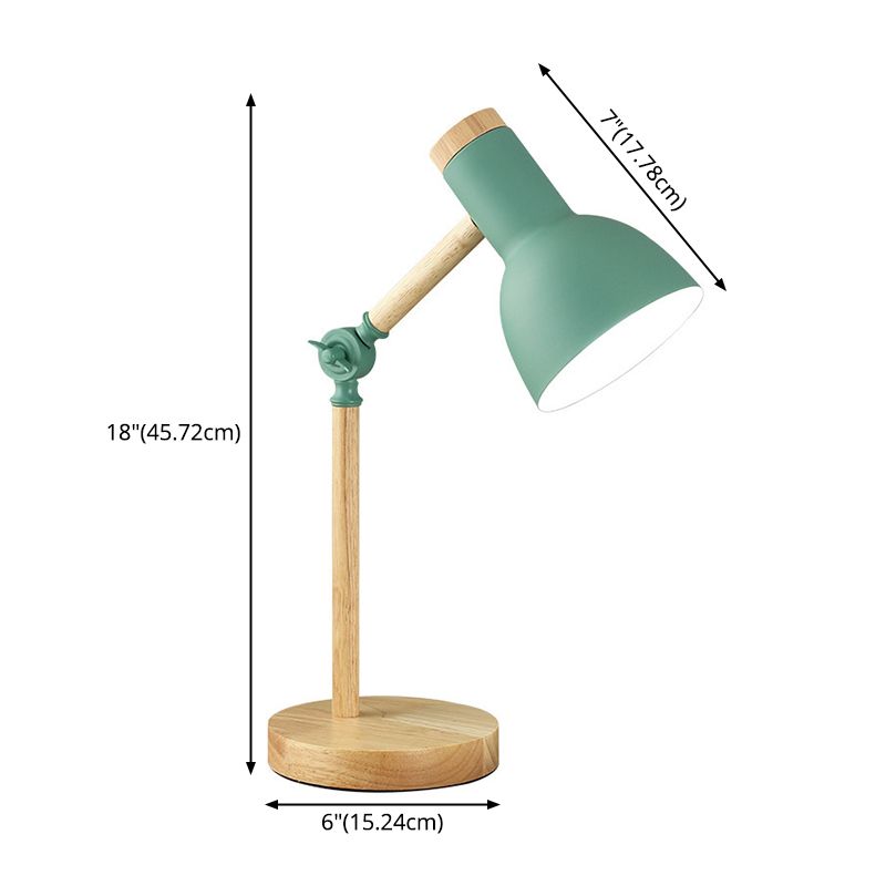 Lacquered Iron Adjustable Table Lamp in Modern Creative Style Wooden Dome Table Light for Bedroom