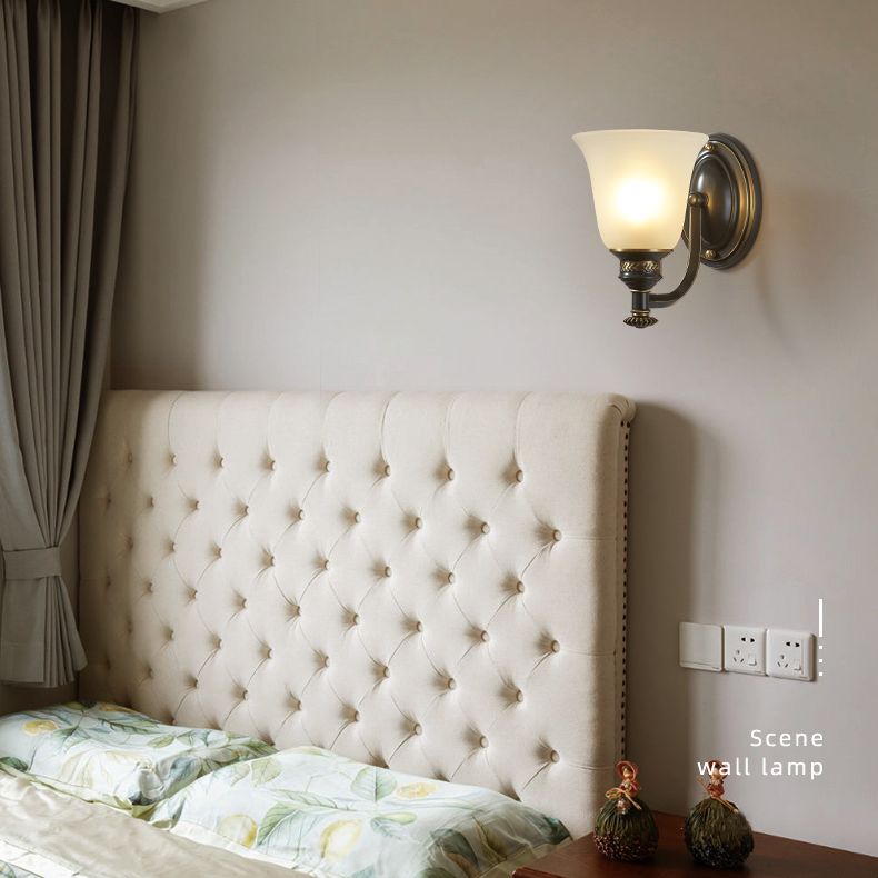 Frosted White Glass Sconce Light Cone Industrial Wall Sconce Light for Living Room