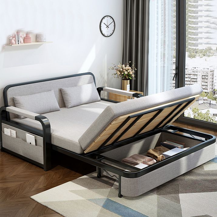 30" Wide Contemporary Sofa Futon Gray Pillow Included Storage Sleeper Sofa