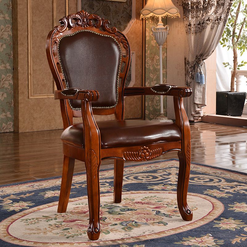 Chaise d'intérieur à dossier ouvert en bois de style victorien, chaise de salle à manger de 24 pouces de large