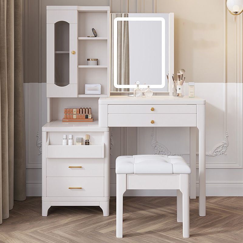 Glam Vanity Dressing Table Set Wooden Makeup Vanity Set for Bedroom