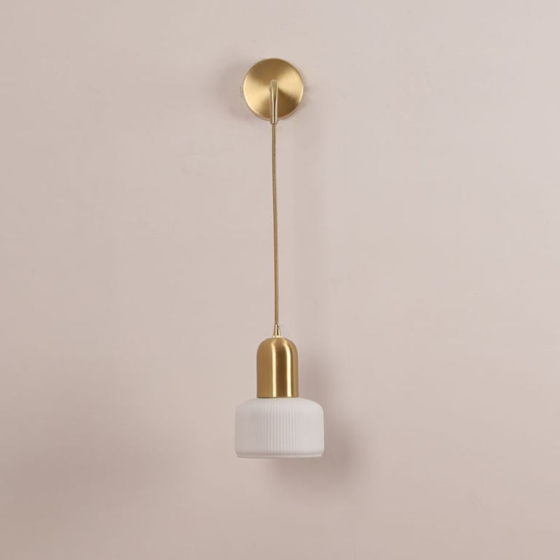 Nordic Style Wall Light Cylinder Shape Wall Lamp with Ceramics Shade for Bedroom