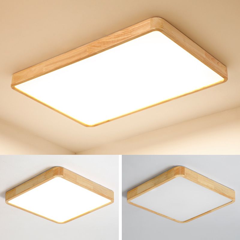 1 Light Wood Flush Mount Ceiling Light Fixtures Minimalist Bedroom Flush Mount Fixture