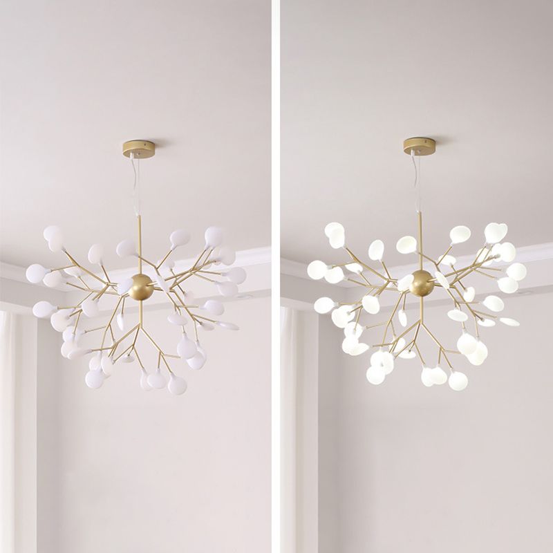Gold Fireflies Chandelier Light Fixture Simplistic Acrylic Pendant Chandelier for Bedroom