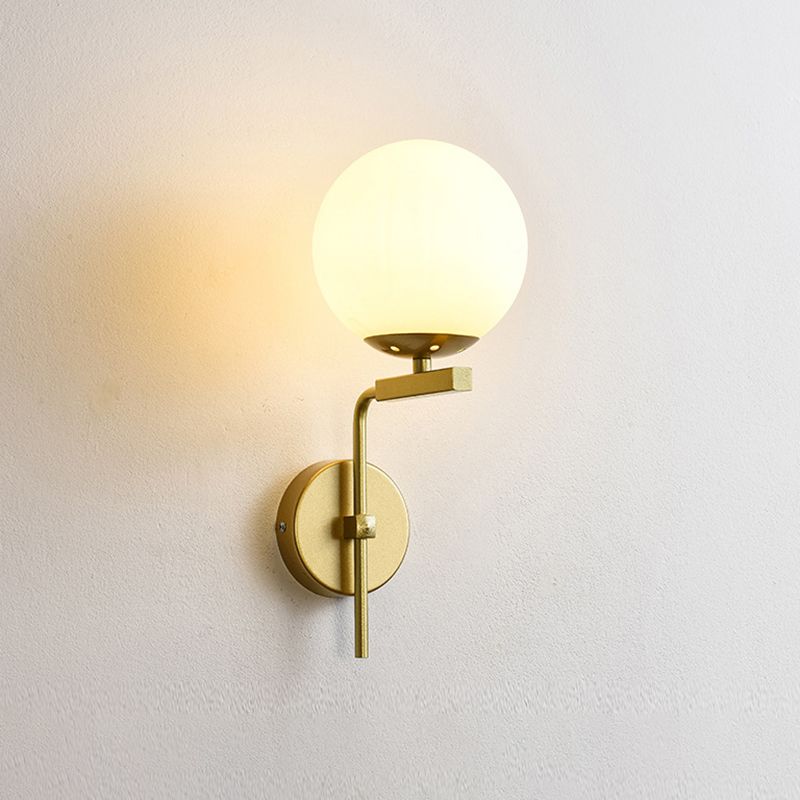 Iluminación de pared de sombra esférica de estilo nórdico 1 luces lámpara de apliques para dormitorio
